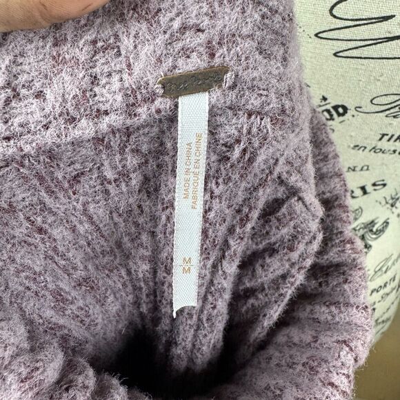 FREE PEOPLE Claude Turtleneck Mini Knit Dress Sleeveless Purple Ribbed Size M - Picture 7 of 9